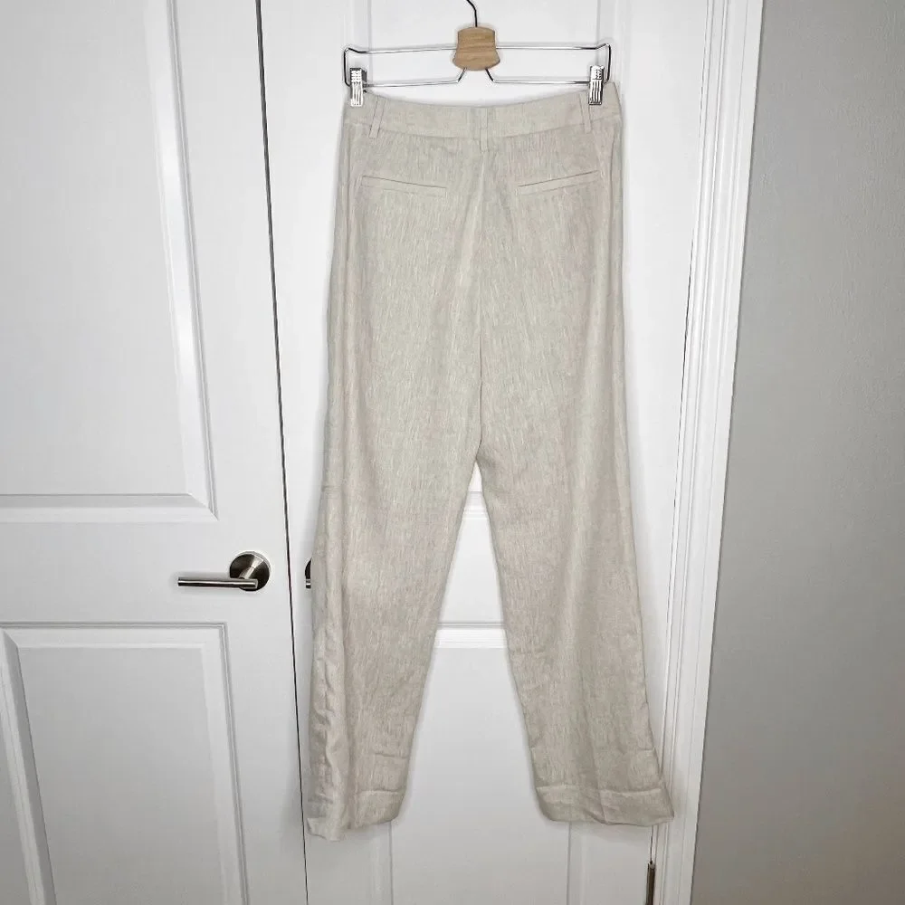 Banana Republic PALMA STRAIGHT-LEG LINEN PANT Size 4 Natural Linen